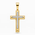 18K Two Tone Gold Cubic Zirconia Cross Pendant