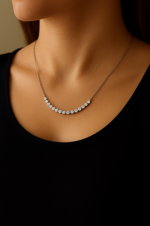 18K Gold Natural Diamond Necklace White Gold
