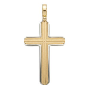 18K Two Tone Gold Cross Pendant