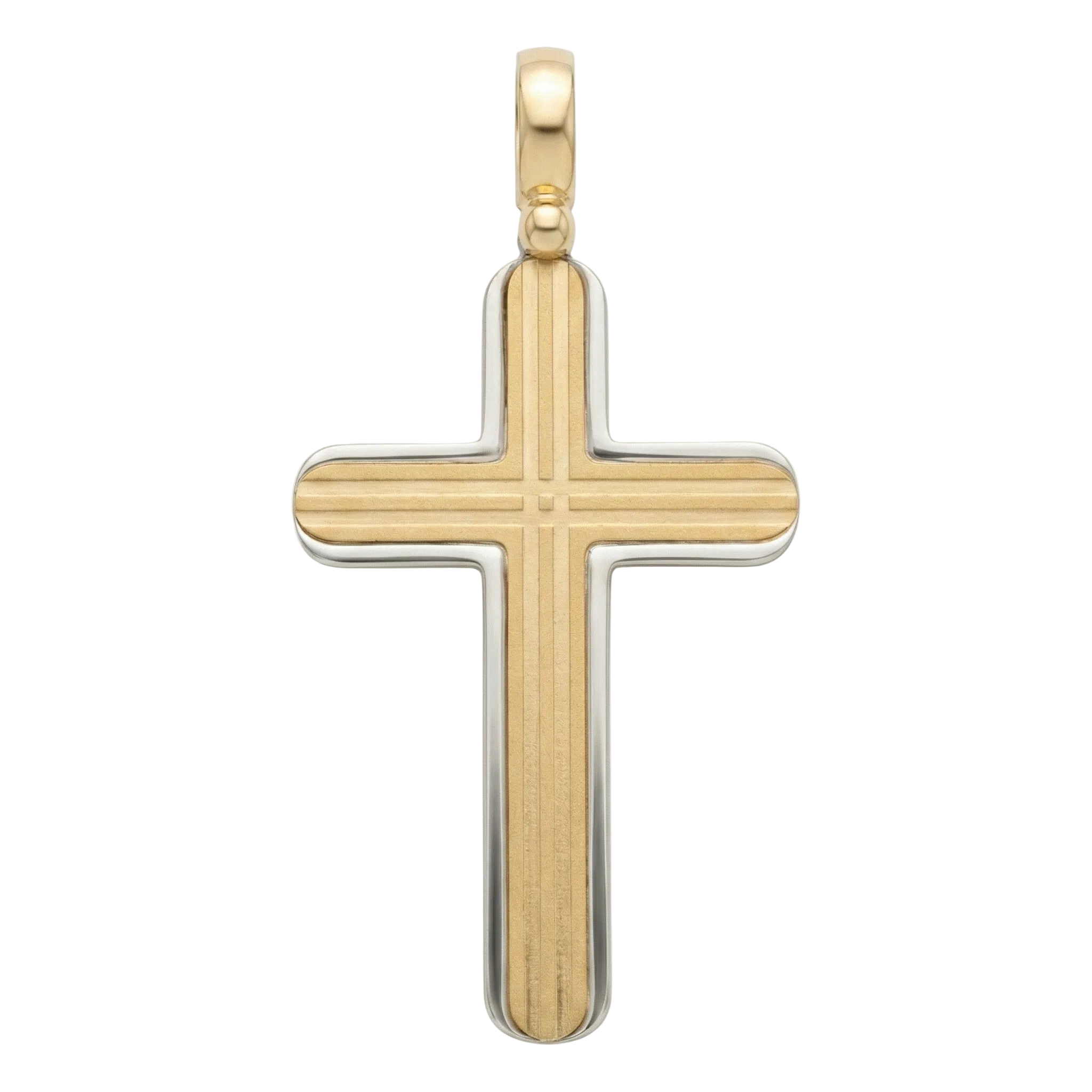 18K Two Tone Gold Cross Pendant