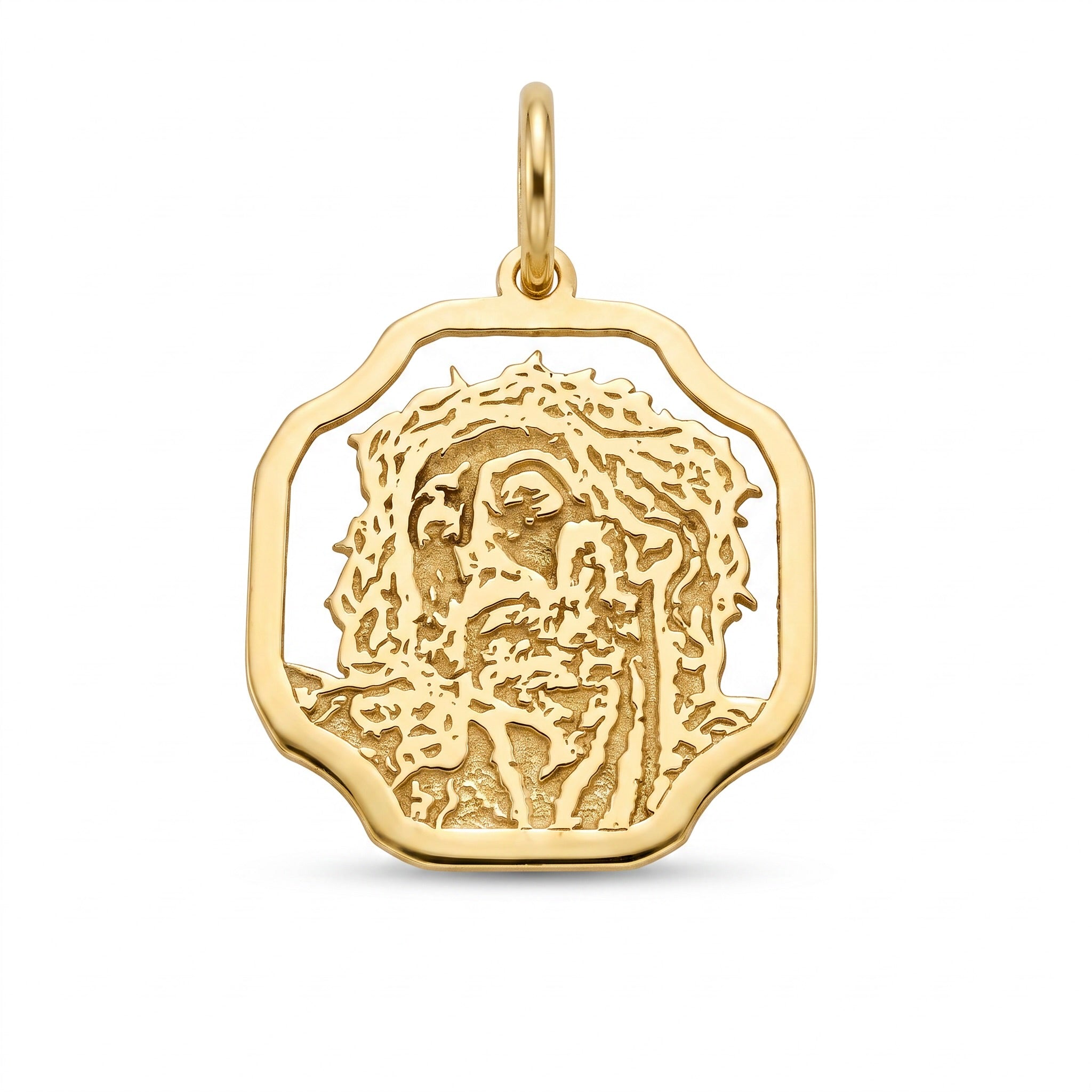 18K Yellow Gold Jesus Icon Pendant