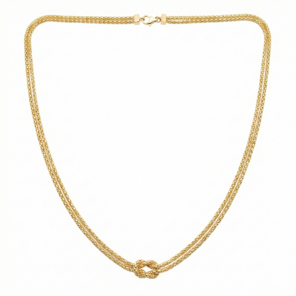 18K Yellow Gold Double Chain Necklace