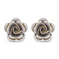 18K Two Tone Gold Rose Stud Earring