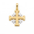 18K Two Tone Gold Jerusalem Cross Pendant