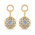 18K Yellow Gold Mother Of Pearl Octagon Drop Earring