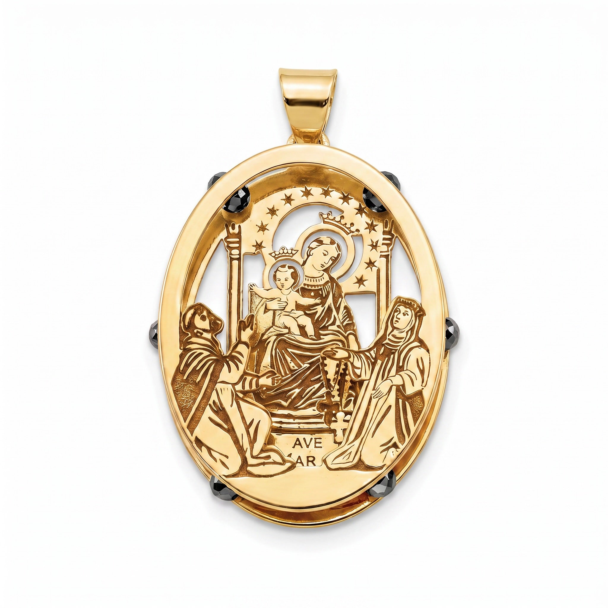 18K Yellow Gold Large St. Mary Icon Pendant