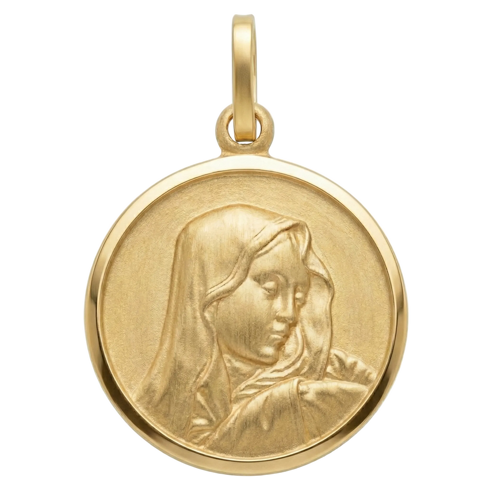 18K Yellow Gold St. Mary Icon Pendant