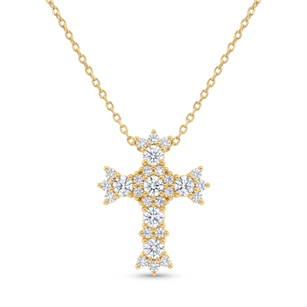 Diamond Yellow Gold Cross Chain Necklace