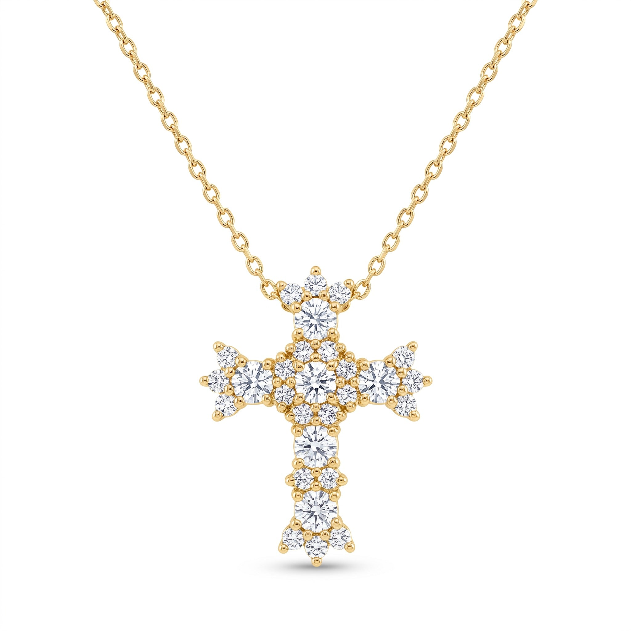 Diamond Yellow Gold Cross Chain Necklace