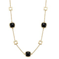 18K Yellow Gold Black Onyx  Chain Necklace