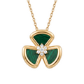 Diamond Yellow Gold Malachite Flower Necklace