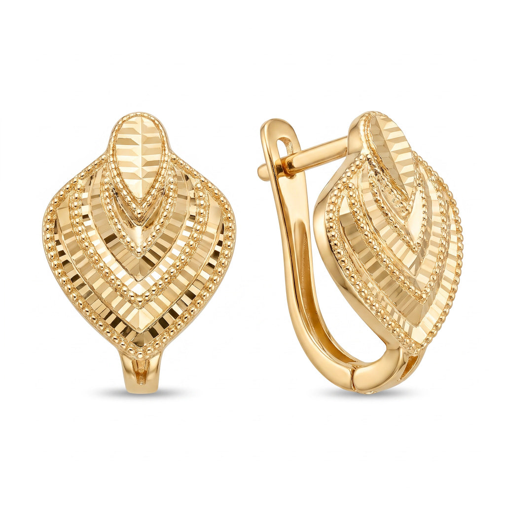 18K Yellow Gold Leaf Hoop Earring
