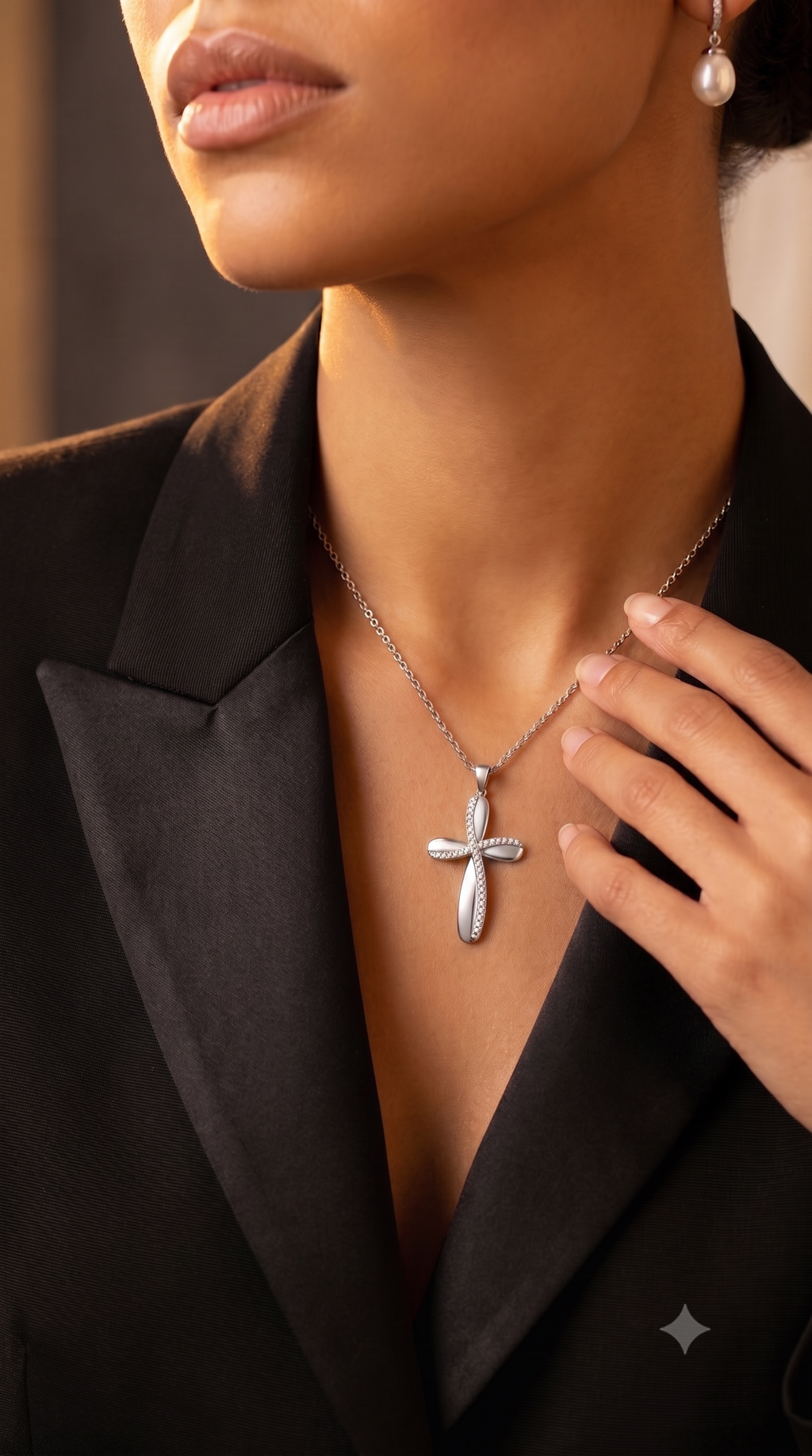 Diamond White Gold Cross Necklace
