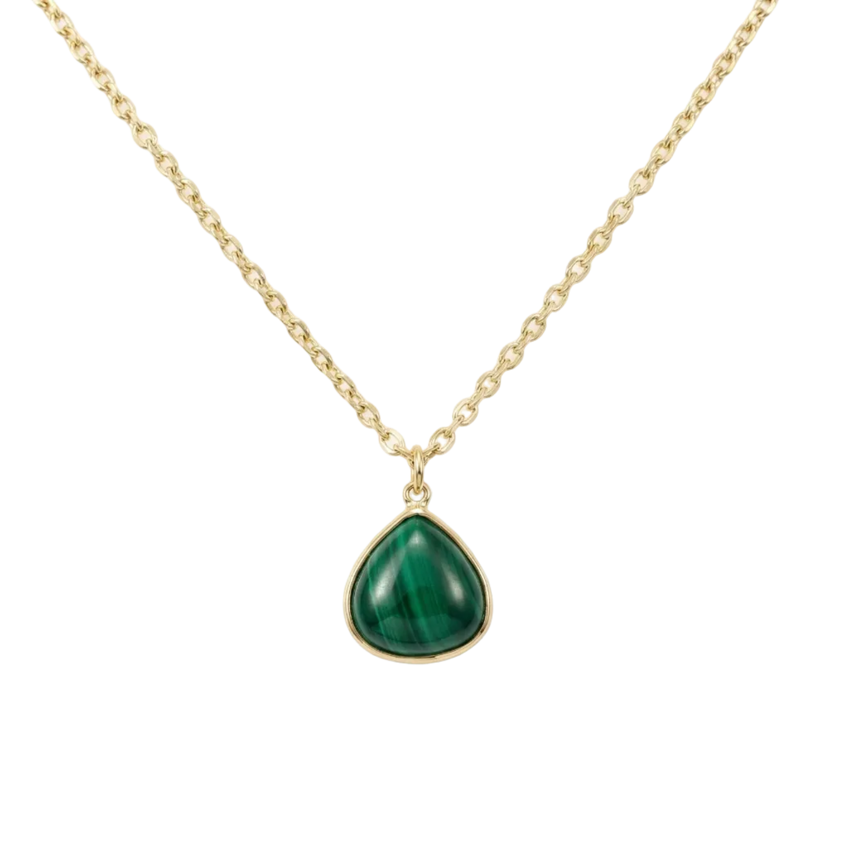 18K Yellow Gold Green Malachite Chain Necklace