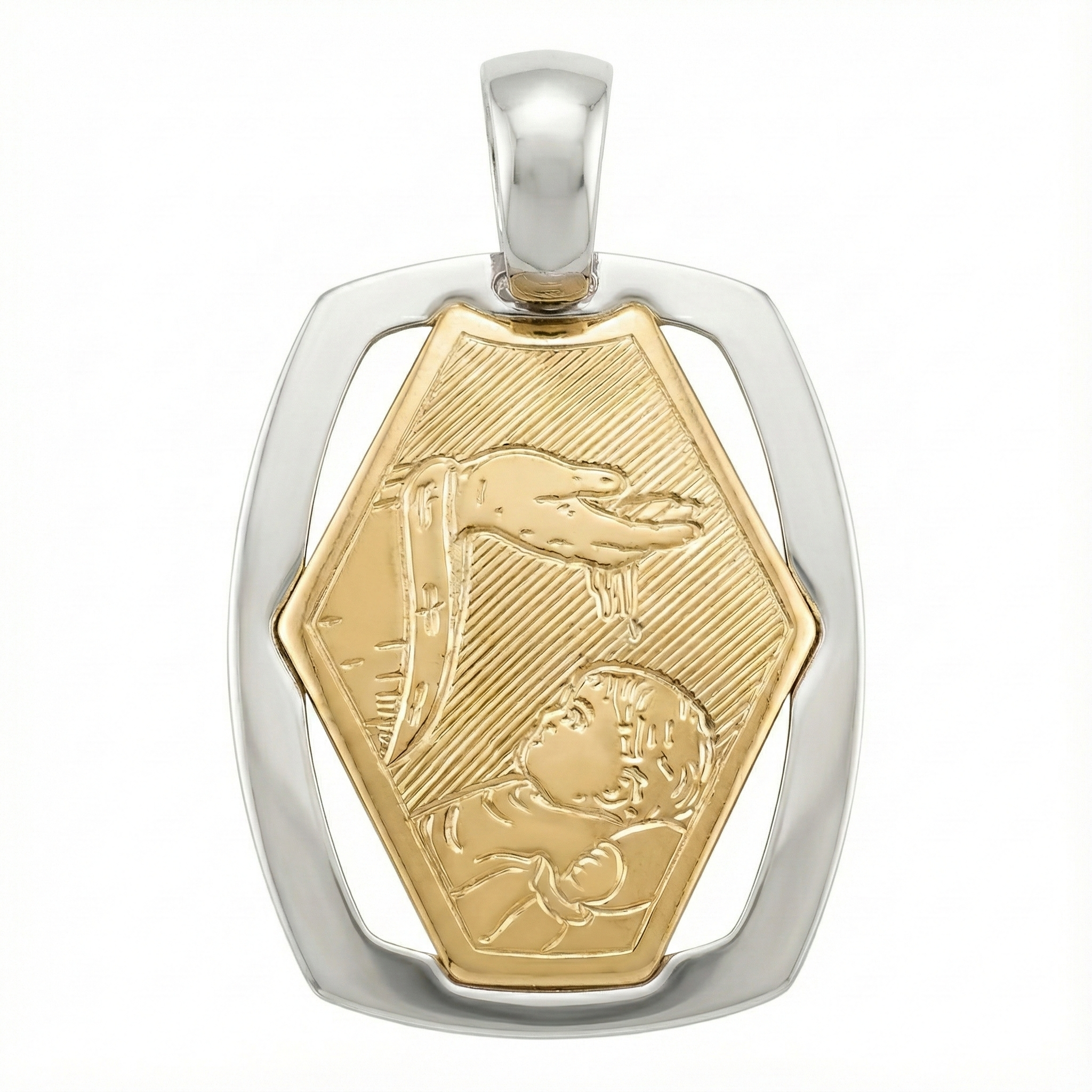 18K Two Tone Baptism Icon Pendant