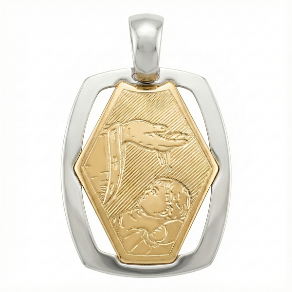 18K Two Tone Baptism Icon Pendant