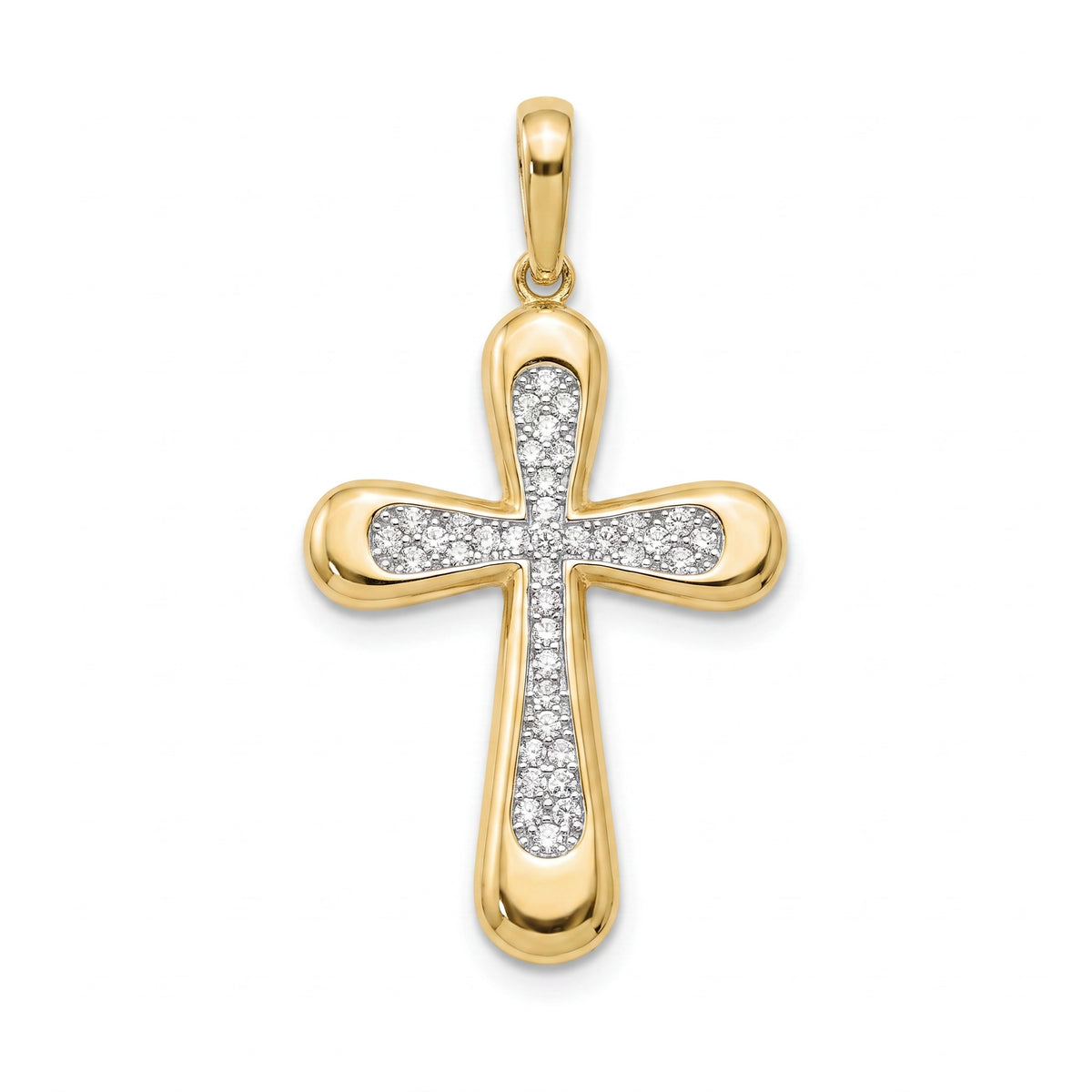 18K Yellow Gold Cubic Zirconia Pavé Cross Pendant