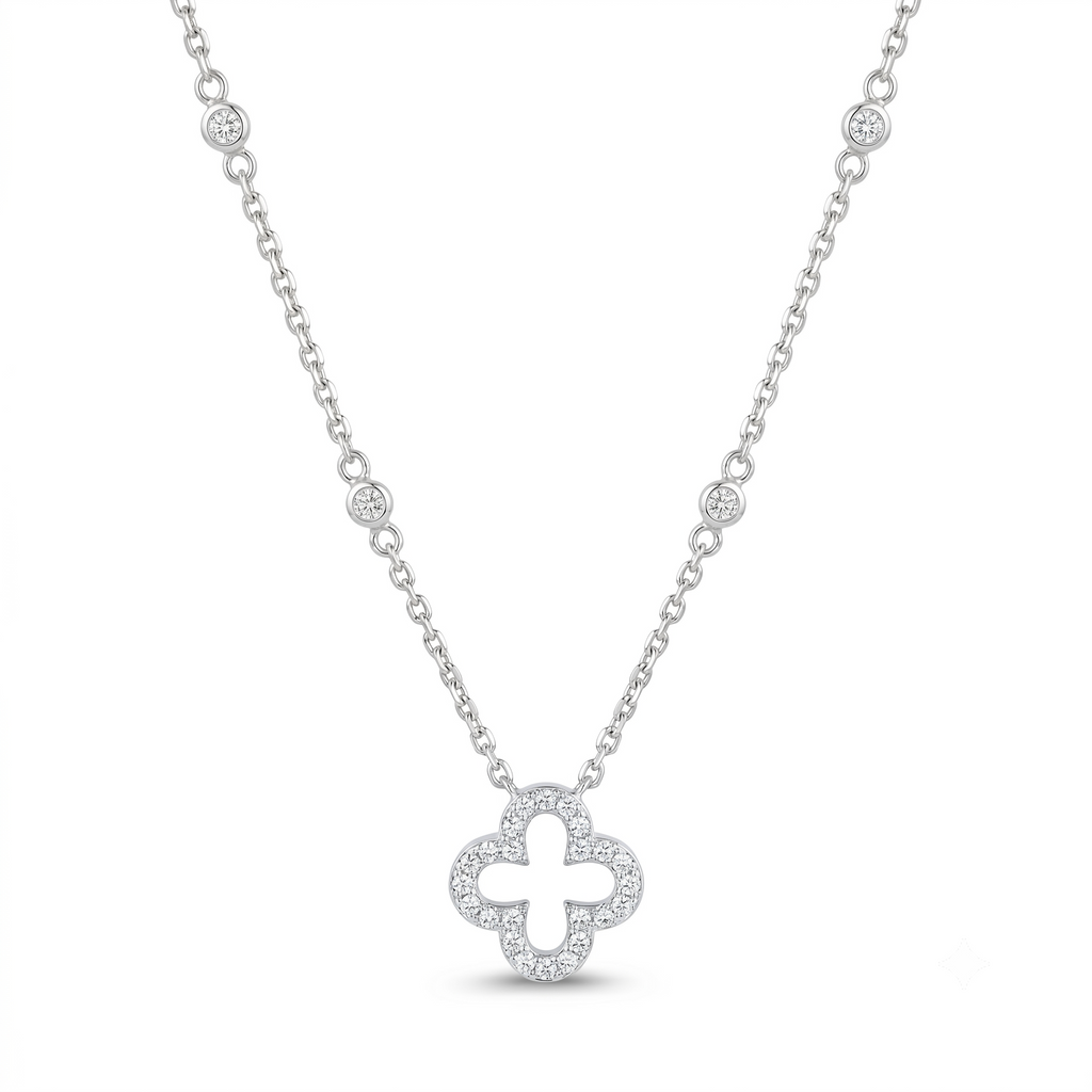 Diamond White Gold Clover Necklace