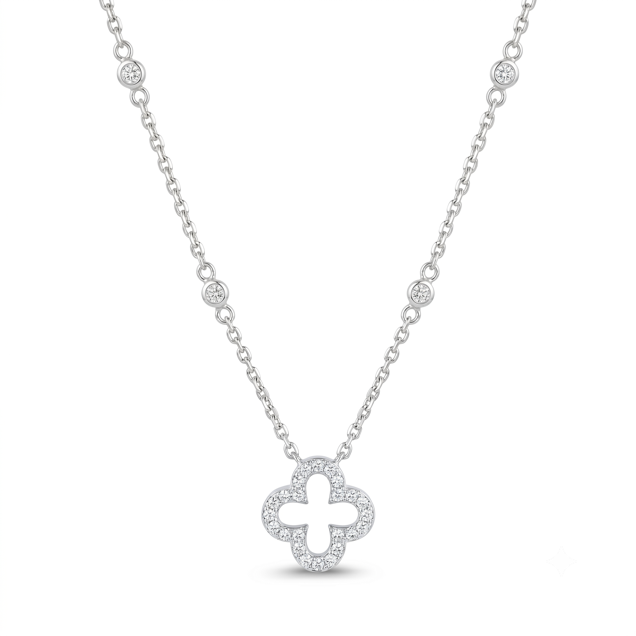Diamond White Gold Clover Necklace