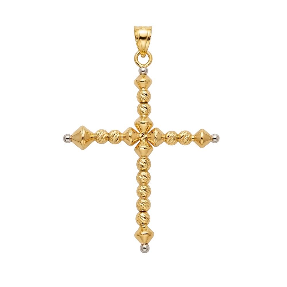 18K Two Tone Gold Cross Pendant