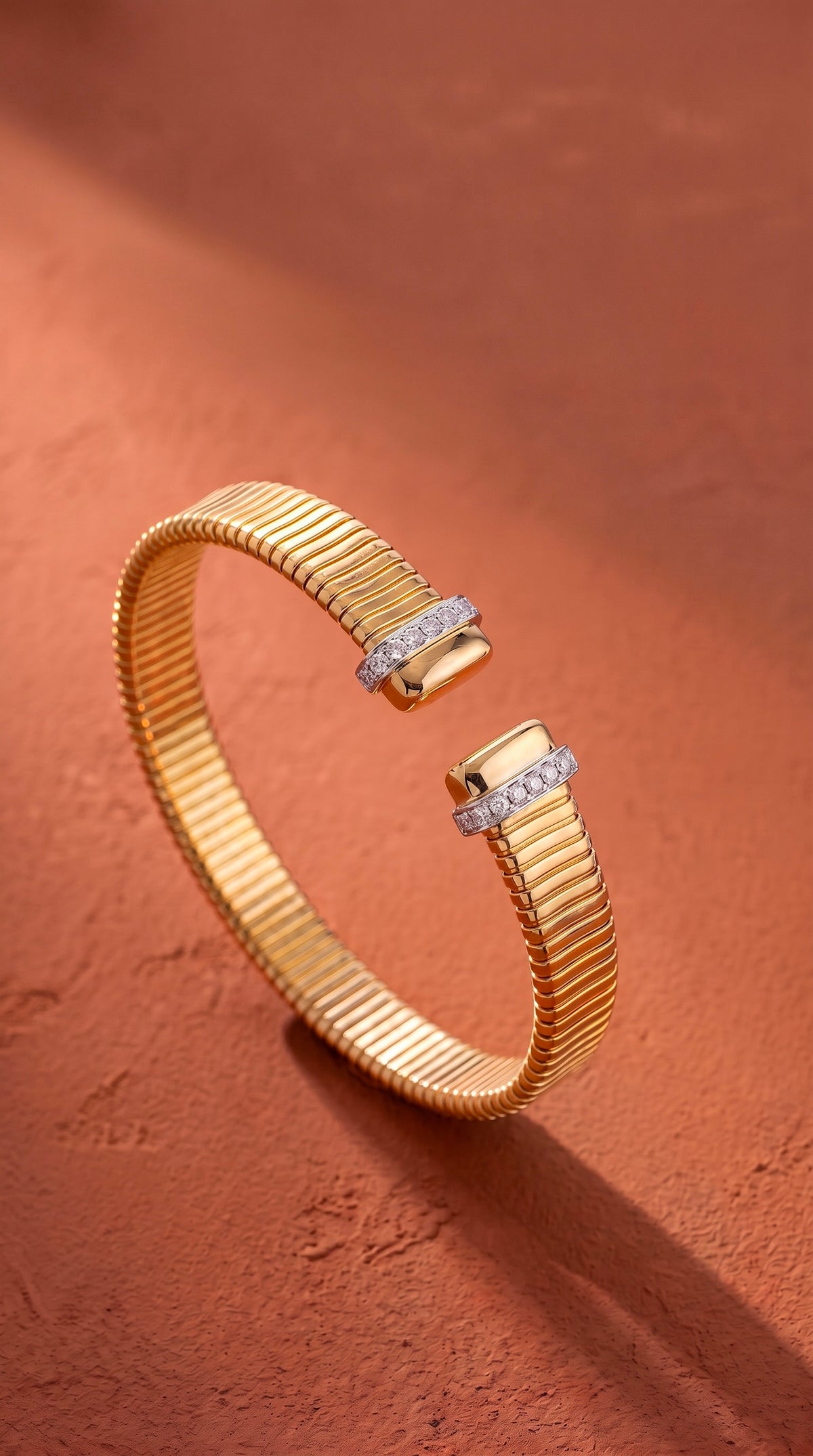 Diamond Two Tone Gold Cuff Bracelet
