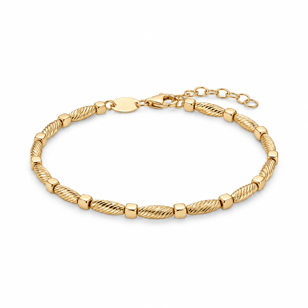 18K Yellow Gold Bead Bangle Bracelet