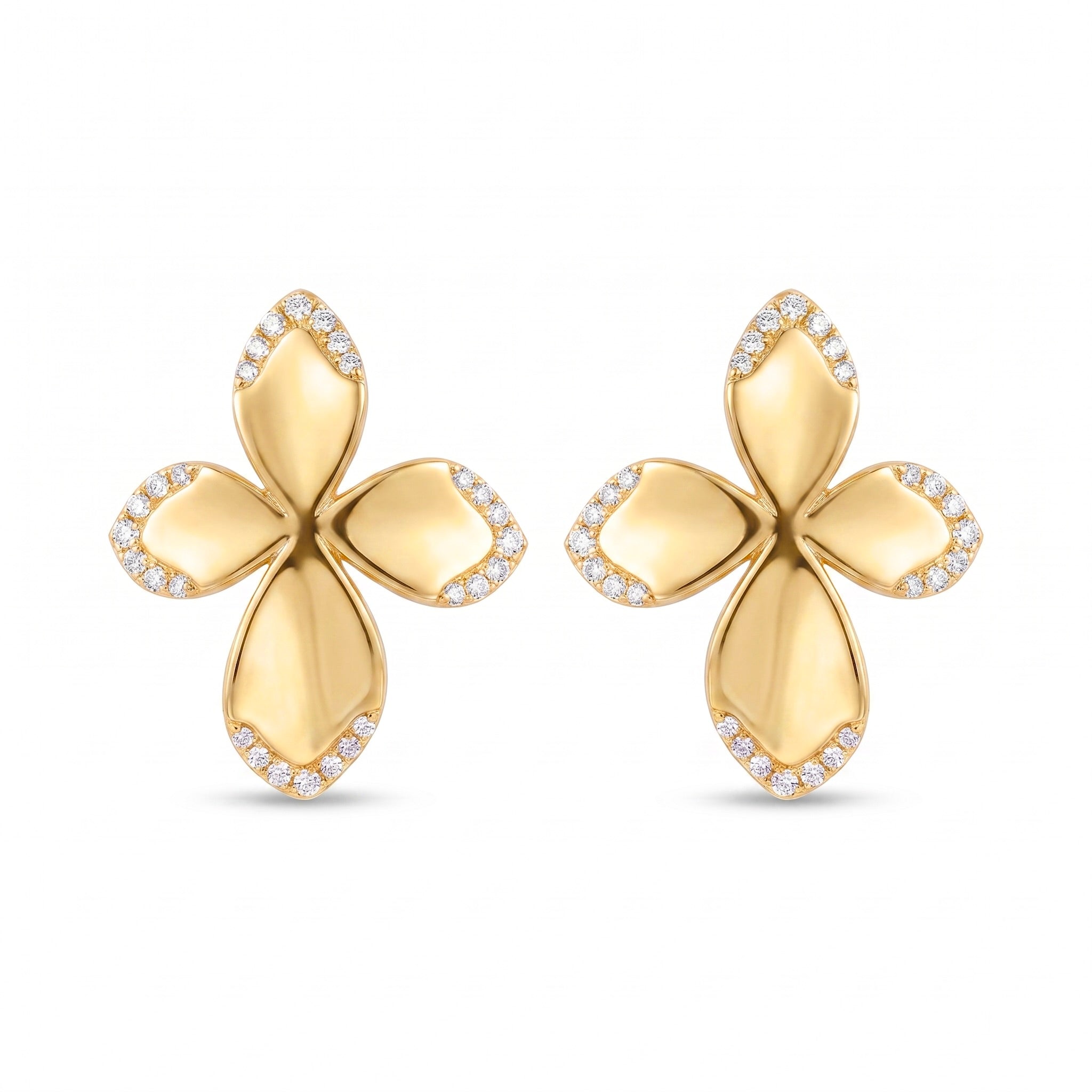 18K Yellow Gold Cubic Zirconia Flower Drop Earring