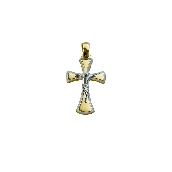 18k Gold Two Tone Cross Pendant