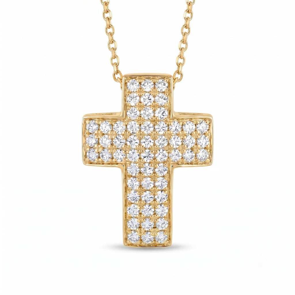 Diamond Yellow Gold Cross Necklace
