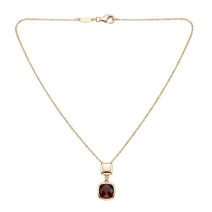 18K Yellow Gold Red Garnet Chain Necklace