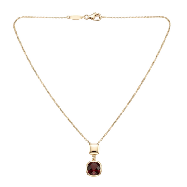 18K Yellow Gold Red Garnet Chain Necklace