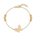 18K Yellow Gold Beaded Butterfly Chain Bracelet