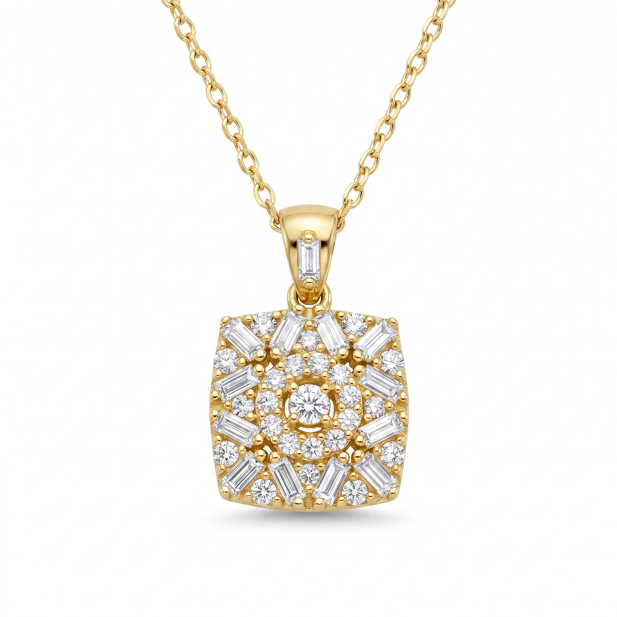 18K Yellow Gold Cubic Zirconia Necklace