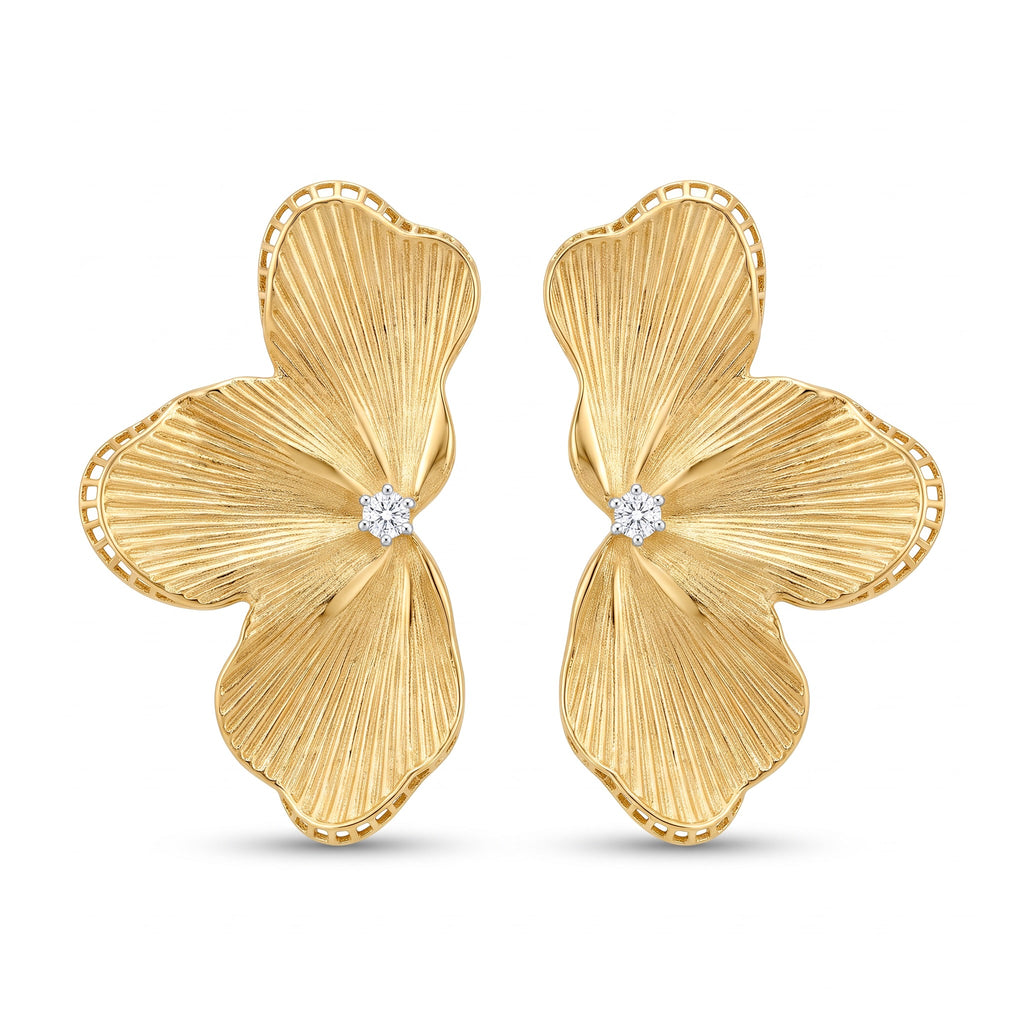 Diamond Two Tone Gold Drop Earrings