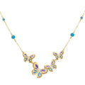 18K Yellow Gold Mother Of Pearl Butterfly Chain Necklace