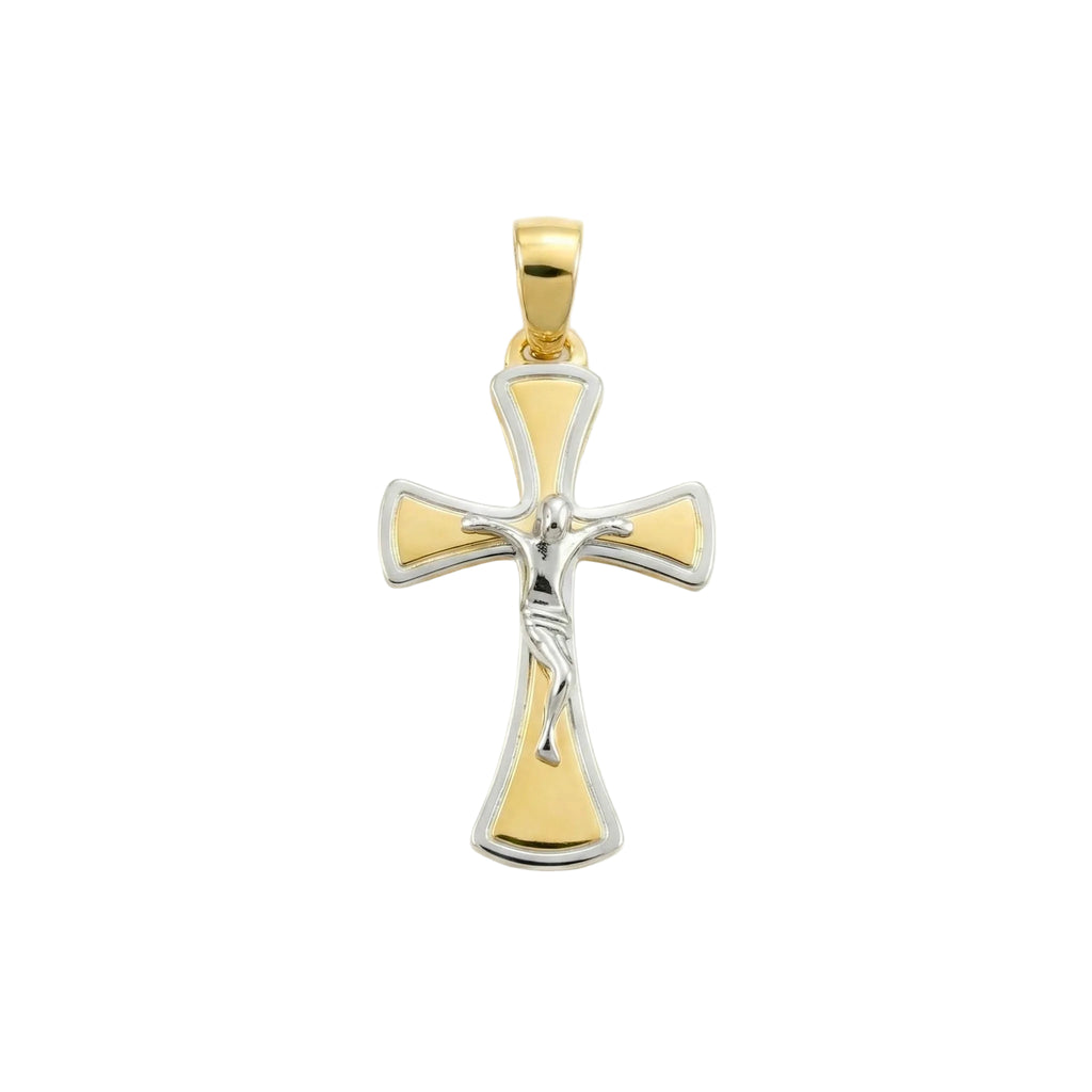 18k Gold Two Tone Crucifix Pendant