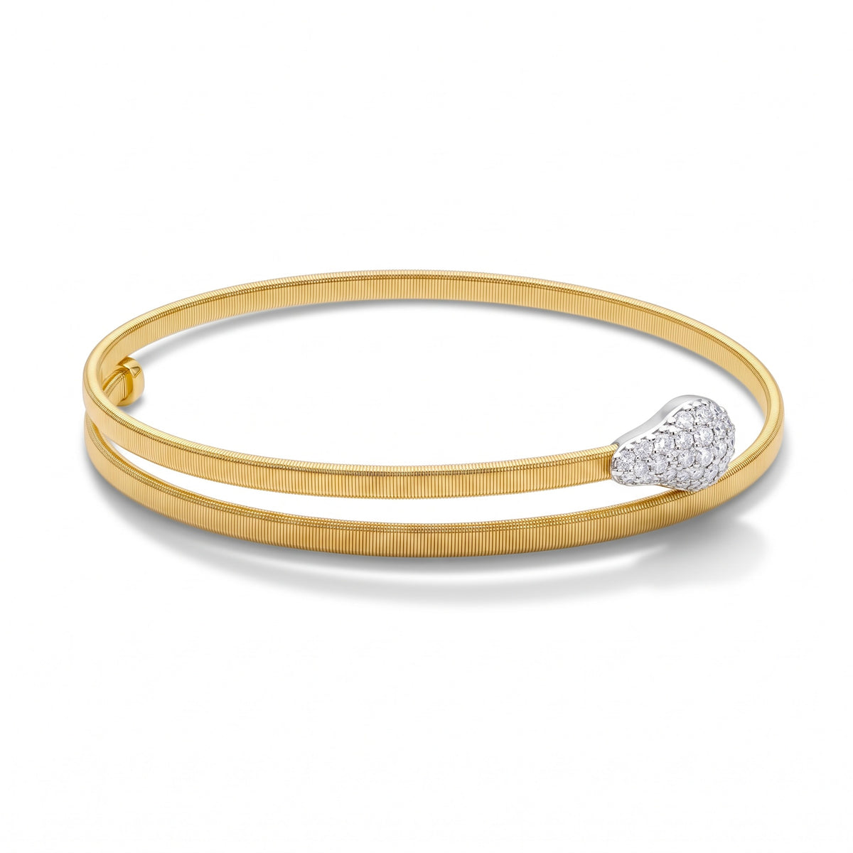 Diamond Two Tone Gold Pear Cuff Bracelet