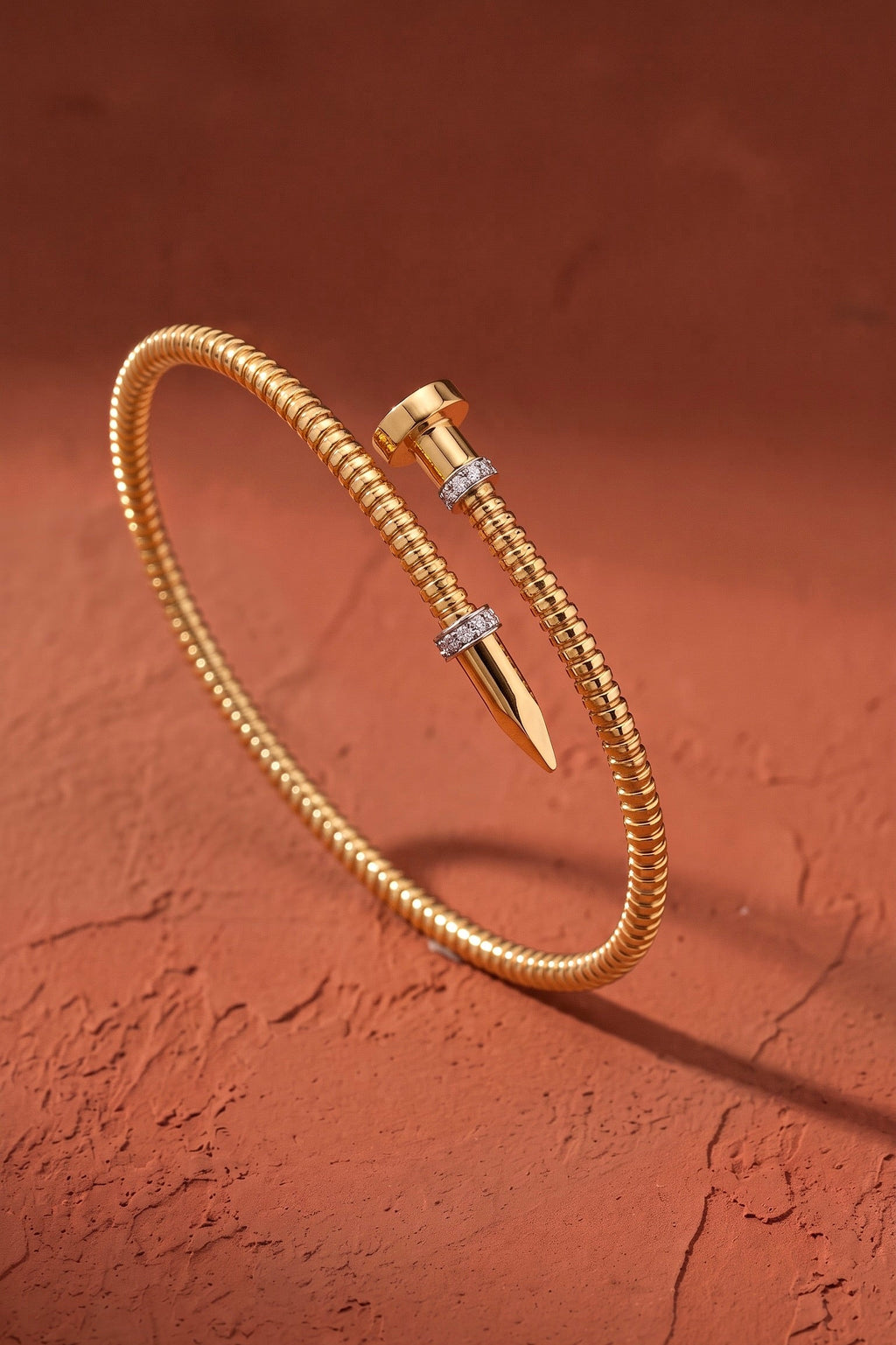 Diamond Two Tone Gold Cuff Bracelet