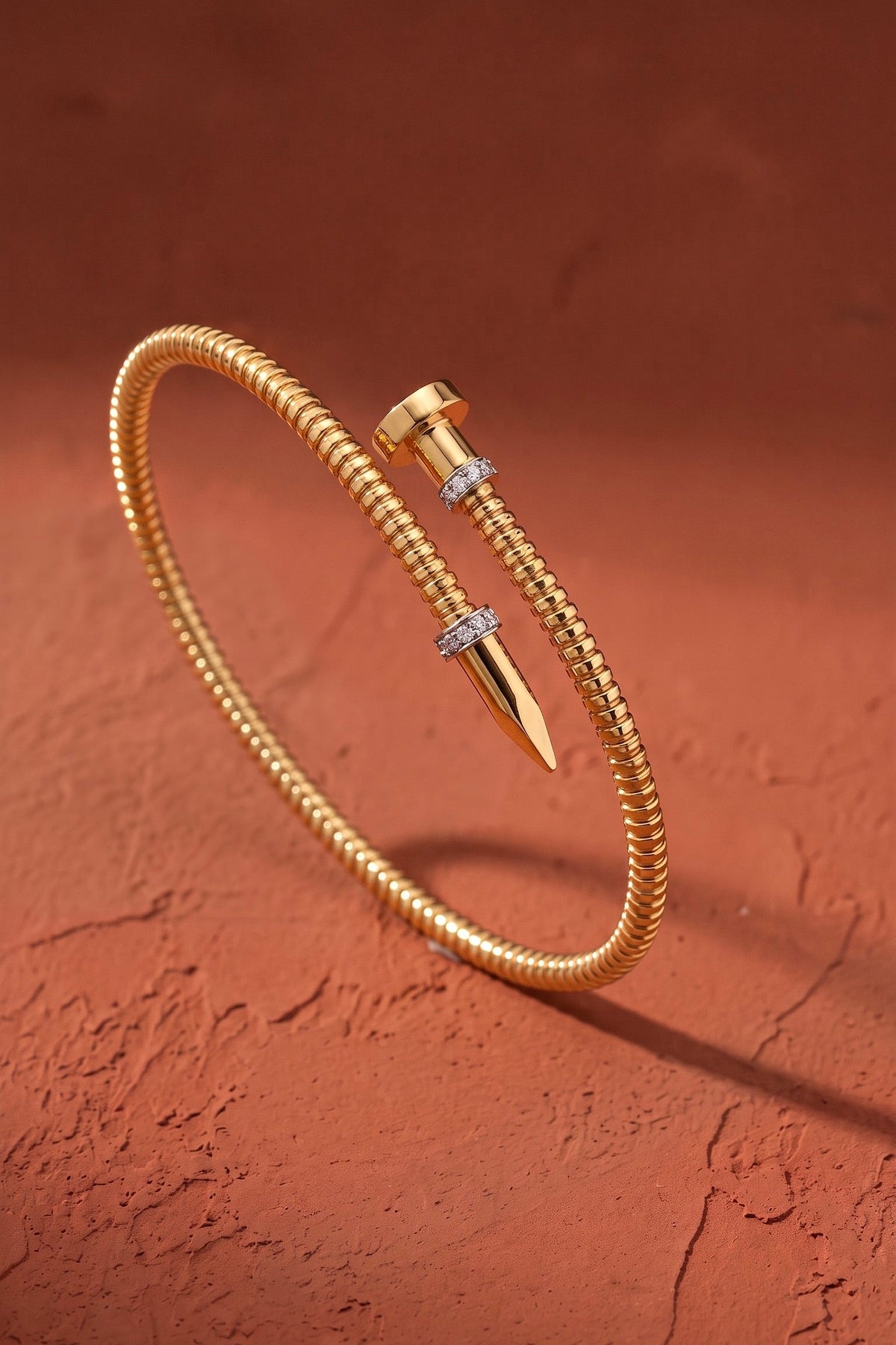 Diamond Two Tone Gold Cuff Bracelet