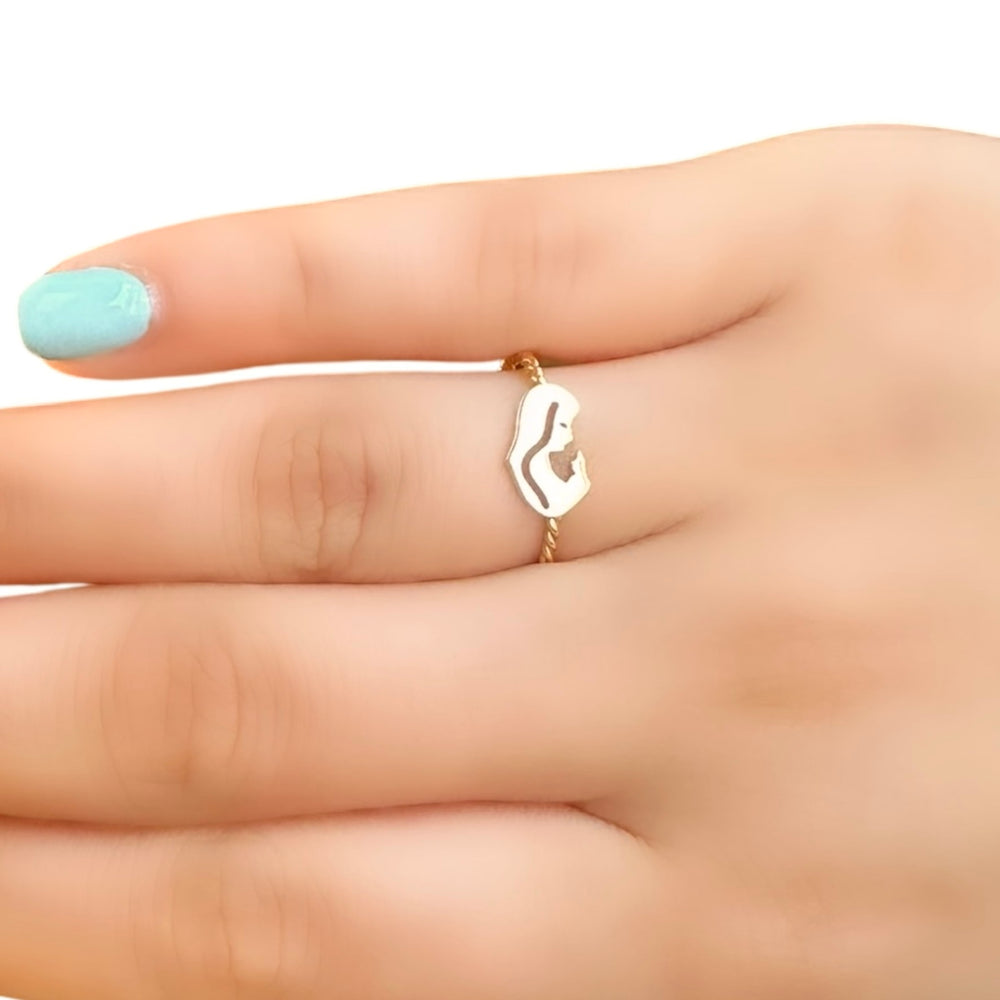 18K Gold St. Mary Charm Ring Size 7