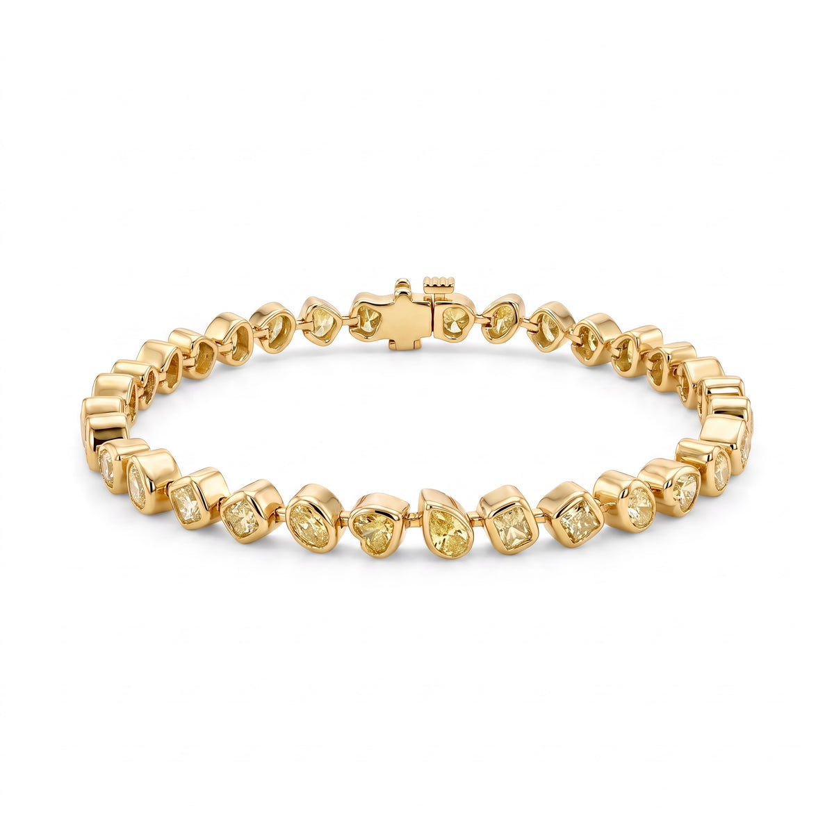 Diamond Yellow Gold Fancy Yellow Mixed Shape Tennis Bracelet