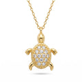 18K Yellow Gold Cubic Zirconia Turtle Necklace