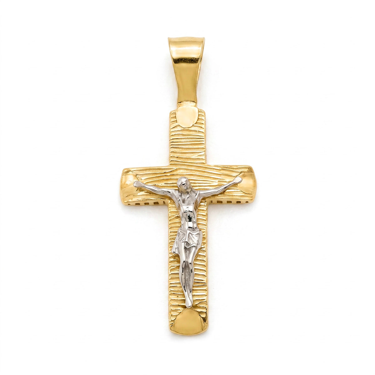 18K Two Tone Gold Crucifix Pendant