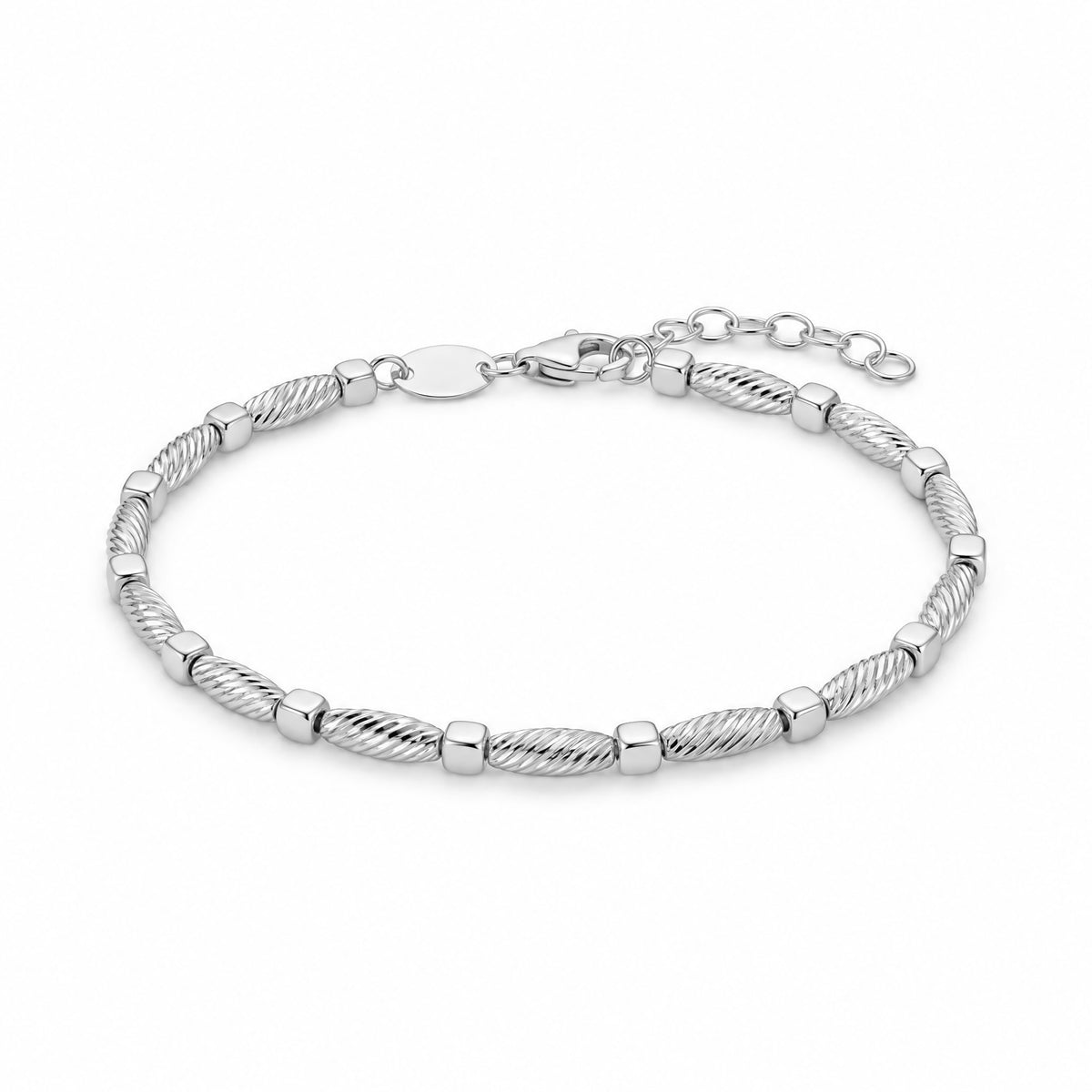 18K White Gold Bead Bangle Bracelet