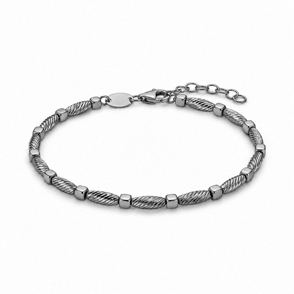 18K Gold Black Rhodium Bead Bangle Bracelet