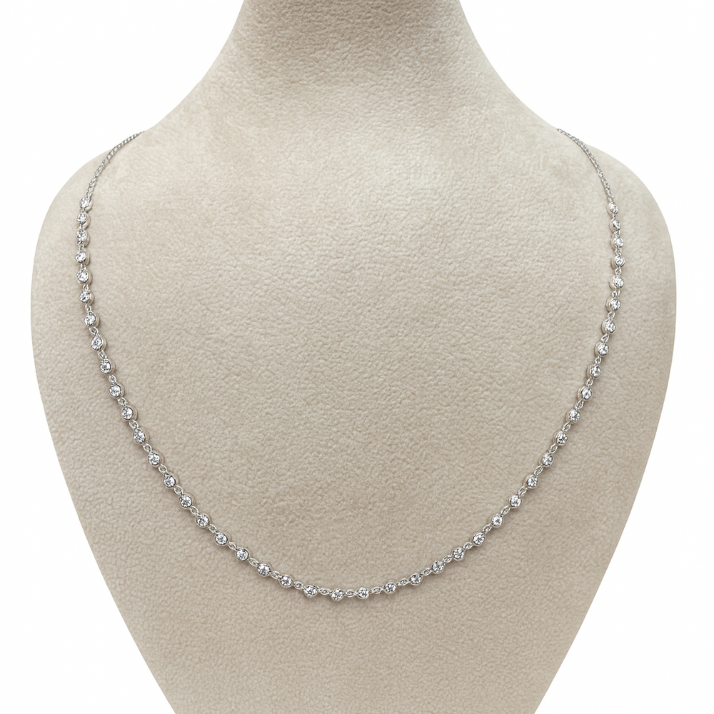 Natural Diamond Necklace 18K White Gold 18 inches