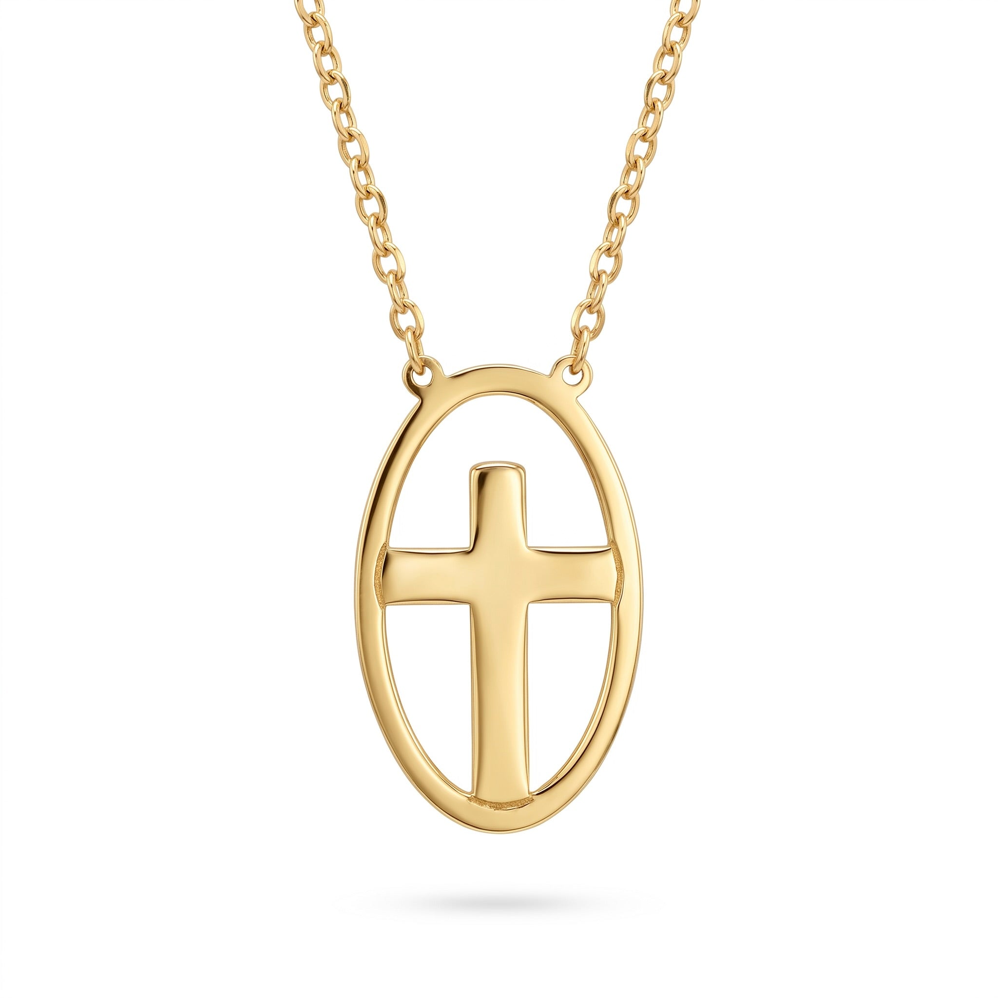 18K Yellow Gold Cross Pendant Necklace