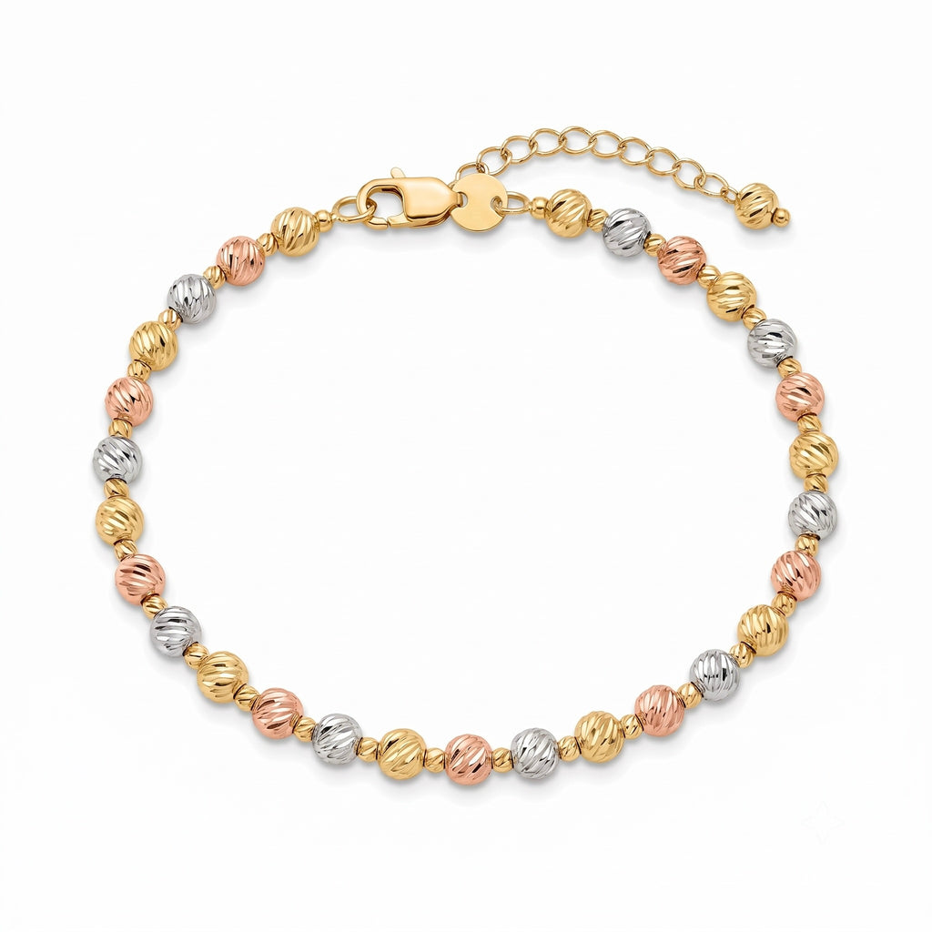 18K Multicolor Gold Beaded Bracelet