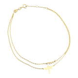 18K Solid Gold Beads DOUBLE CHAIN Anklet