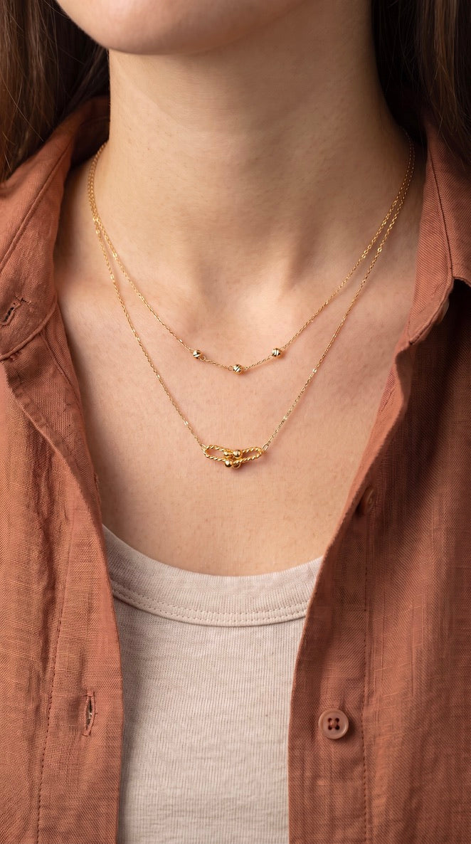 18K Yellow Gold Double Chain Link Necklace